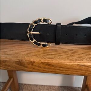 Anne Klein Black Belt with Gold Buckle and Elastic Band